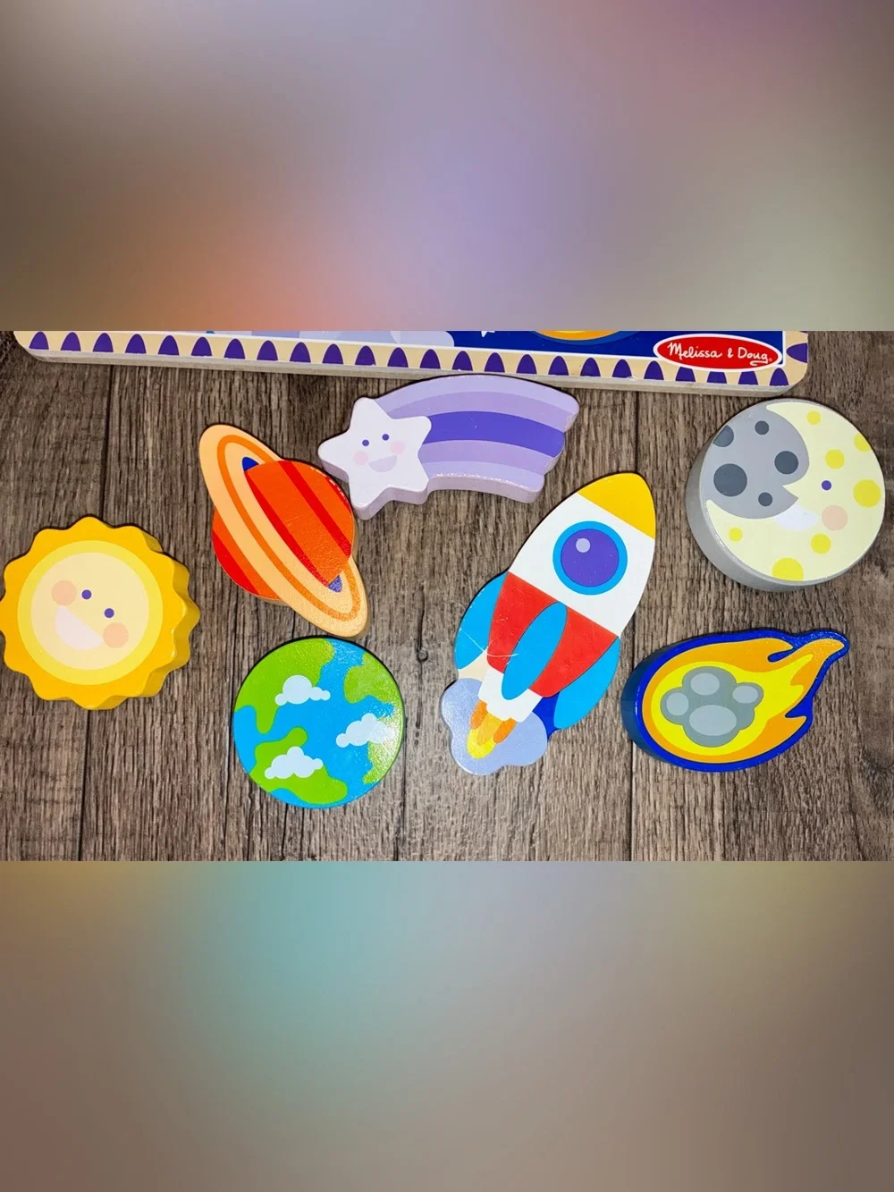 Melissa & Doug Wooden Space Rocket Puzzle - Blue, Red & Yellow
